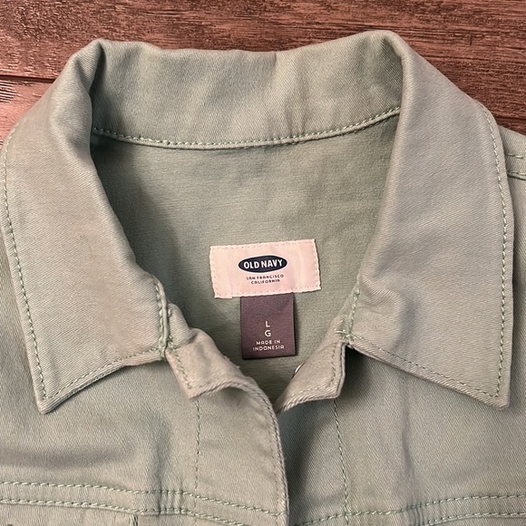 COPY - Sage green denim jacket. - Picture 2 of 3